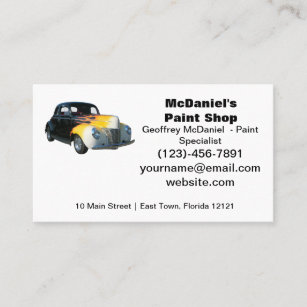 Classic Car With Yellow Red Flames Business Card