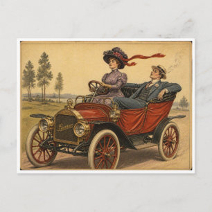 Classic car,. Woman driver Postcard
