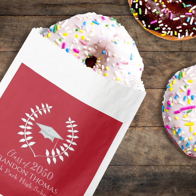 Classic Cardinal Red Graduation Candy Favor Bag (Classic cardinal red graduation candy favor bag with simple typography for party treats.)