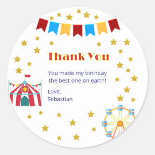 Classic Carnival Favour Stickers with Gold Stars