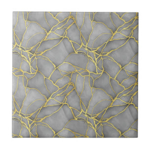 Classic Carrara Gold Marble Black Silver Tile