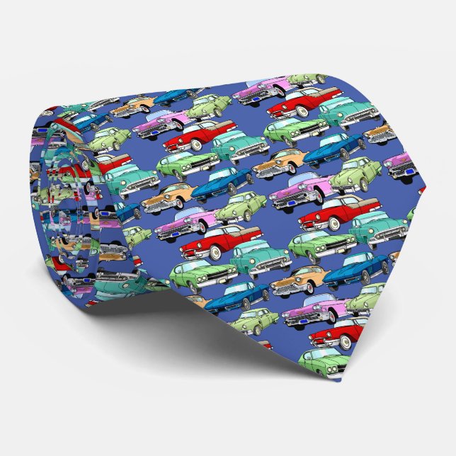 Classic Cars Blue Tie (Rolled)