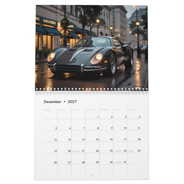 Classic Cars Calendar (Dec 2027)