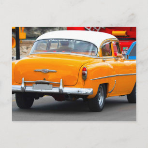 Classic Cars of Cuba Warm Yellow Convertible Postcard