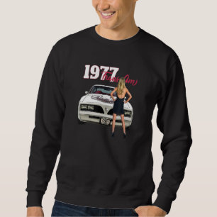 CLASSIC CARS, WHITE 1977 TRANS AM, MUSCLE CARS, 19 SWEATSHIRT