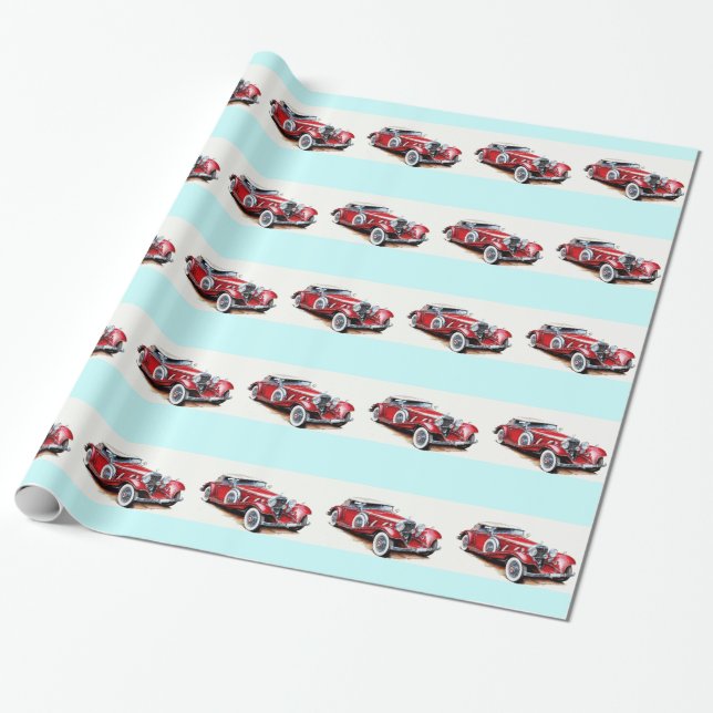Classic Cars wrapping paper (Unrolled)