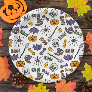 Classic Cartoon Kids Halloween Party Paper Plate
