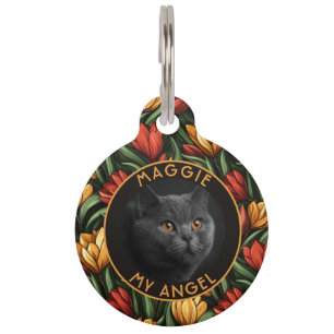 Classic Cat Owner Gift Tulip Print Pet Tag