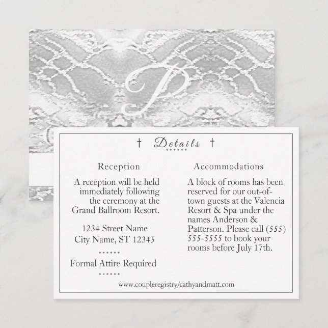 Classic Catholic Monogrammed Details Card (Front/Back)