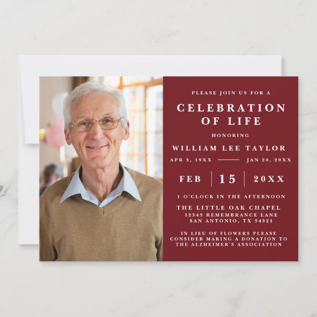CLASSIC CELEBRATION OF LIFE MEMORIAL INVITATION (Front)