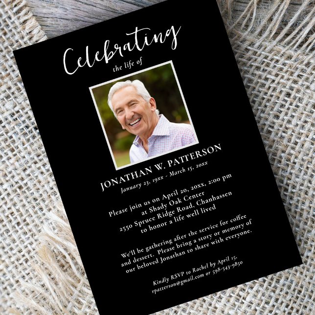 Classic Celebration of Life Photos Custom Poem Invitation (Creator Uploaded)