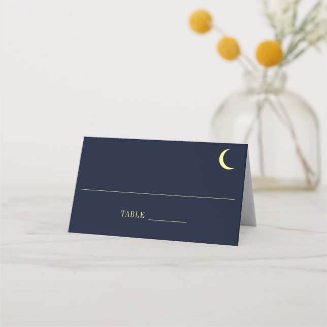 Classic Celestial Crescent Moon Wedding Place Card (Front)