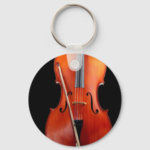 Classic cello on black key ring