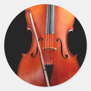 Classic cello on black round sticker