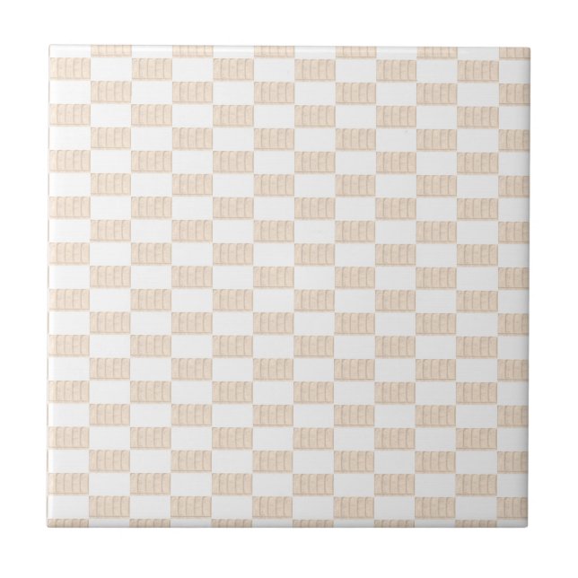 Classic Ceramic Tile Beige Stripe Chequered (Front)