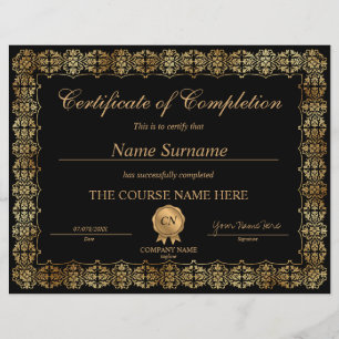 Classic Certificate of Completion Award Diploma