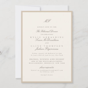 Classic Champagne Taupe Wedding Rehearsal Invitation