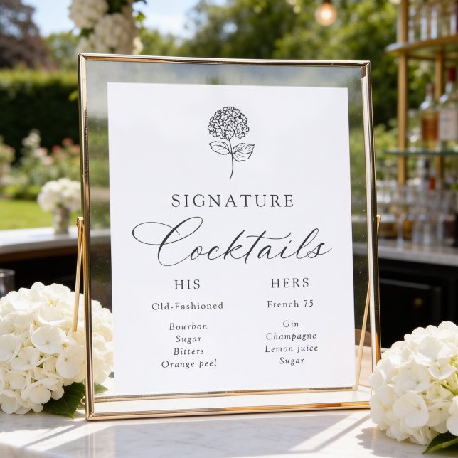 Classic Charcoal Hydrangea Signature Drinks Poster (Creator Uploaded)
