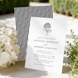 Classic Charcoal Hydrangea Wedding Invitation