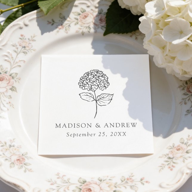 Classic Charcoal Hydrangea Wedding Napkin (Creator Uploaded)