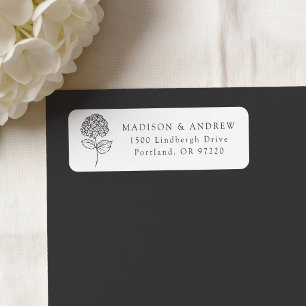 Classic Charcoal Hydrangea Wedding Return Address