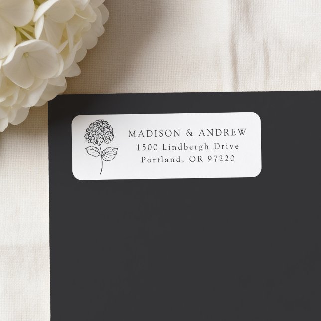 Classic Charcoal Hydrangea Wedding Return Address (Creator Uploaded)
