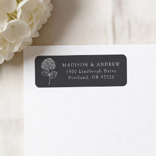 Classic Charcoal Hydrangea Wedding Return Address