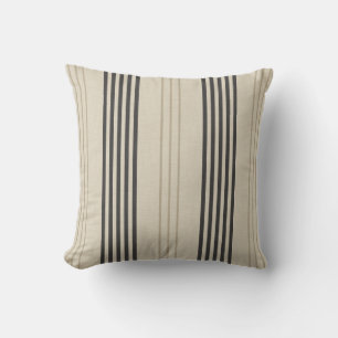 Classic Charcoal Ticking Stripe Pattern Cushion