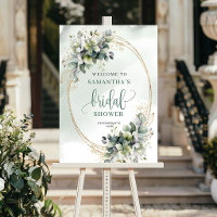 Classic Charm Greenery Gold Bridal Shower Welcome 