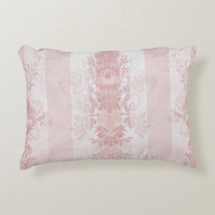Classic Charm: Red & White Damask Stripes on Satin Decorative Cushion