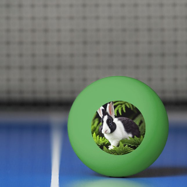 "Classic Charm: The Black and White Bunny Rabbit" Ping Pong Ball (Net)