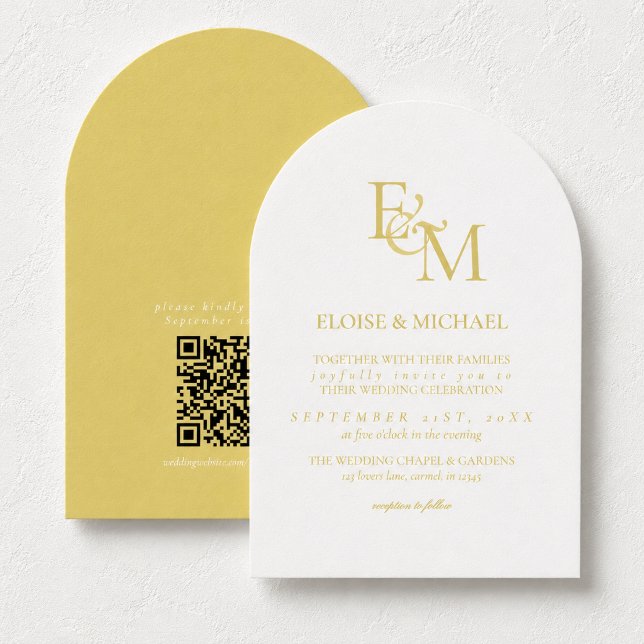 Classic Chartreuse Monogram Minimalist Wedding Invitation (Classic Chartreuse Monogram Minimalist Wedding Invitation)