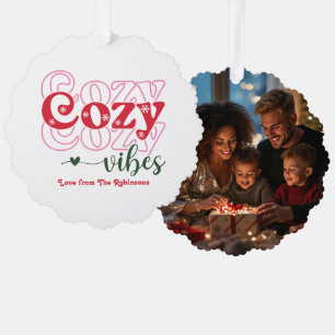 Classic Cheer Cosy Vibes Retro Christmas Photo Tree Decoration Card