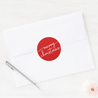 Classic Cheer: Festive Red Script Merry Christmas Round Sticker