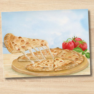 Classic Cheese Pizza Watercolor Postcard