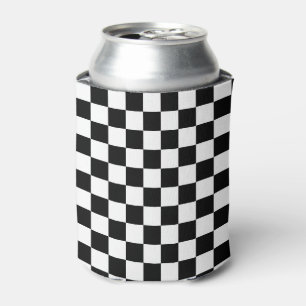 Classic Chequerboard Black White Pattern Can Cooler