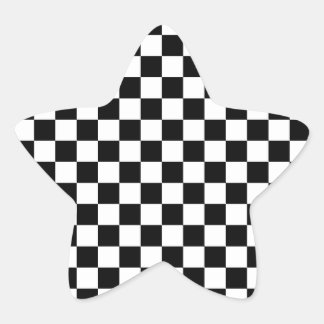 Classic Chequerboard Black White Pattern Star Sticker