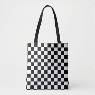 Classic Chequerboard Black White Pattern Tote Bag