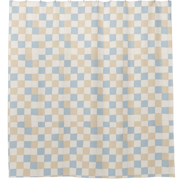 Classic Chequerboard Patchwork Pattern Shower Curtain (Front)