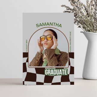Classic Chequered Retro unique Graduation Party Invitation