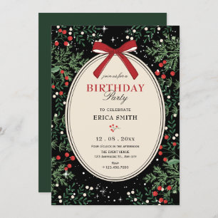 Classic cherry bow birthday invitation