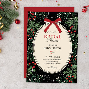 Classic cherry bow bridal shower invitation