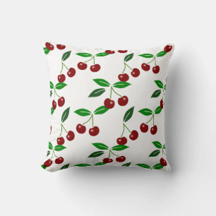 Classic Cherry Fruit and Leaf Pillow 1