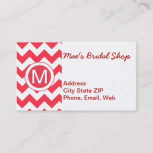 Classic Cherry Red Chevron Pattern Business Card