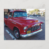 Classic Cherry Red Chevy Pick-Up Truck at Car Show