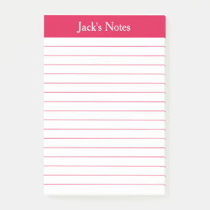 Classic Cherry Red Lined Personalised Post-it Notes