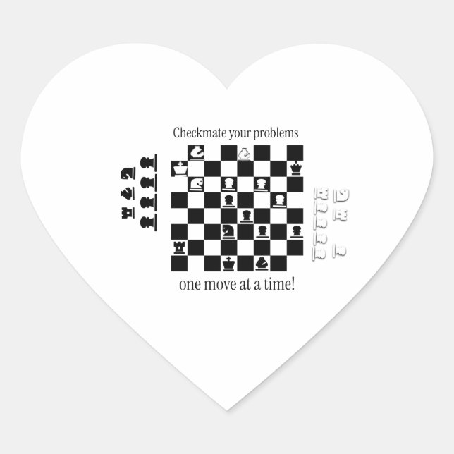 Classic Chess-Inspired Design  Heart Sticker (Front)