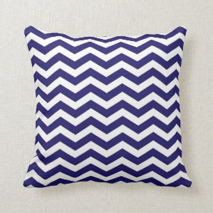 Classic Chevron Cobalt Blue and White Cushion