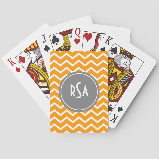 Classic Chevron Grey-Choose Your Background Colour Playing Cards (Back)