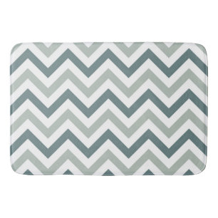 Classic Chevron Pattern in Shades of Grey and Teal Bath Mat
